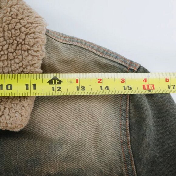7 for all Mankind Sherpa Lined Denim Womens Jacket VINTAGE, Large - Picture 11 of 14